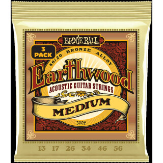 Ernie Ball Earthwood 80/20 Bronze Akustikgitarren-Saiten 13 - 56 3er Pack