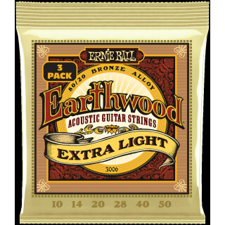 Ernie Ball  Earthwood Bronze Extra Light 10-50 3er-Pack